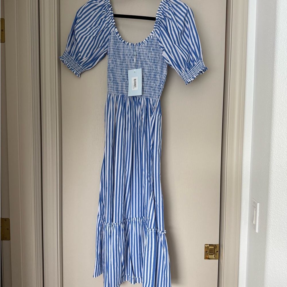 Hill house home the Louisa dress blueberry stripe xs nwt